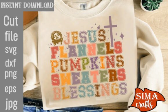 Jesus Flannels Pumpkins Sweaters Blessin: A Unique T-Shirt Design Graphics Asset