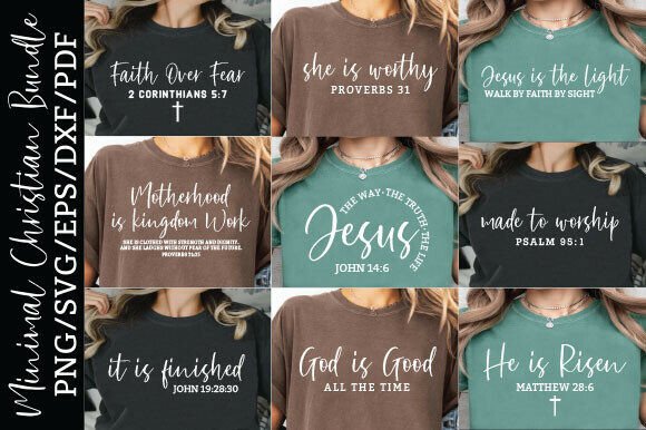 Minimal Christian Quote PNG SVG Bundle: Perfect for T-Shirt Designs and Graphics