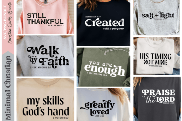 Minimal Christian Quote Svg Png Bundle for T-Shirt Designs and Graphics